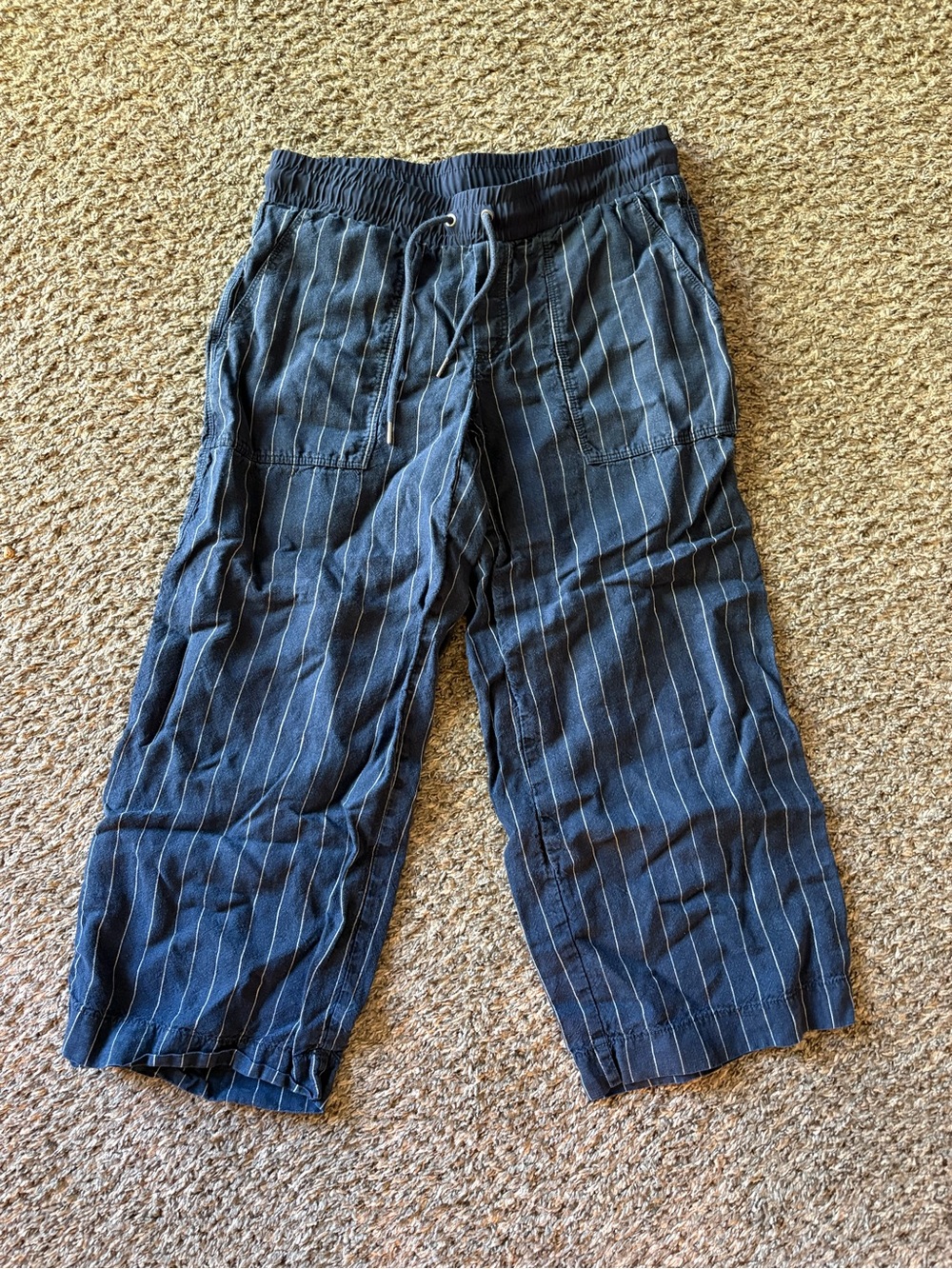 Athleta Navy Pinstripe Drawstring Joggers